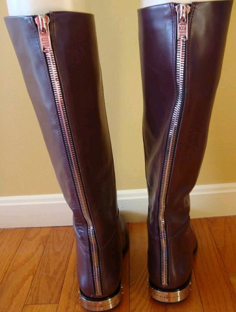 *SOLD*πMarc Jacobs Plum Leather Kip Riding Boots - Picture 4 of 8